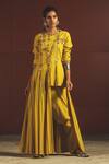 Buy Priyanka Singh Yellow Cotton Round Pleated Kurta And Pant Set at Aza Fashions Buy_Priyanka Singh_Yellow Cotton Round Pleated Kurta And Pant Set _at_Aza_Fashions