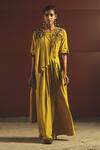 Buy Priyanka Singh Yellow Cotton, Mul Round Embroidered Jumpsuit at Aza Fashions Buy_Priyanka Singh_Yellow Cotton, Mul Round Embroidered Jumpsuit _at_Aza_Fashions