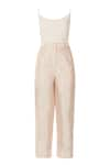 Buy_Priyanka Singh_Peach Raw Silk Crop Top U Neck Blazer Lapel Asymmetric And Pant Set  _Online_at_Aza_Fashions