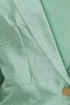 Priyanka Singh_Green Raw Silk Crop Top U Neck Blazer Lapel Asymmetric And Pant Set  _at_Aza_Fashions