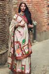 Buy_Label Pratham_Beige Hand-painted Tussar Ghicha Saree_at_Aza_Fashions