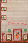 Shop_Label Pratham_Beige Hand-painted Tussar Ghicha Saree_Online_at_Aza_Fashions
