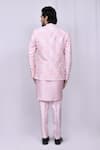 Shop_Khwaab by Sanjana Lakhani_Pink Art Silk Embroidered Floral Jacket And Kurta Set_at_Aza_Fashions