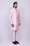 Khwaab by Sanjana Lakhani_Pink Art Silk Embroidered Floral Jacket And Kurta Set_Online_at_Aza_Fashions