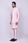Buy_Khwaab by Sanjana Lakhani_Pink Art Silk Embroidered Floral Jacket And Kurta Set_Online_at_Aza_Fashions