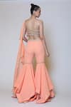 Shop_Preeti S Kapoor_Peach Georgette, Dupion Mirror, Sequins Sweetheart Neck Draped Gharara Saree Set _at_Aza_Fashions