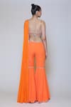 Shop_Preeti S Kapoor_Orange Georgette Embroidered Sequins V Neck Draped Gharara Saree Set _at_Aza_Fashions