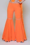 Preeti S Kapoor_Orange Georgette Embroidered Sequins V Neck Draped Gharara Saree Set _at_Aza_Fashions