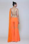 Shop_Preeti S Kapoor_Orange Georgette Embroidered Sequins V Neck Draped Gharara Saree Set _at_Aza_Fashions