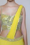 Shop_Preeti S Kapoor_Yellow Georgette, Dupion Mirror, Sequins Sweetheart Draped Gharara Saree Set _Online_at_Aza_Fashions