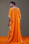 Shop_Preeti S Kapoor_Orange Georgette And Viscose Satin Gota, Mirror, Thread & Embroidered Kaftan_at_Aza_Fashions