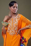 Buy_Preeti S Kapoor_Orange Georgette And Viscose Satin Gota, Mirror, Thread & Embroidered Kaftan_Online_at_Aza_Fashions