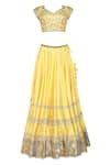 Preeti S Kapoor_Yellow Dupion Embellished Gota Patti Embroidered Lehenga Set _Online_at_Aza_Fashions