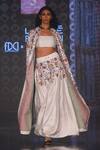 Buy_Shruti Sancheti_White Raw Silk Embroidery Thread Square Neck Floral Jacket Lehenga Set _at_Aza_Fashions