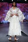 Shruti Sancheti_White Organza Straight Collar Embroidered Kimono Jacket _Online_at_Aza_Fashions