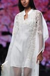 Buy_Shruti Sancheti_White Organza Band Collar Embroidered Maxi Dress _Online_at_Aza_Fashions