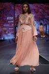 Shruti Sancheti_Peach Embroidered Silk Skirt Set_Online_at_Aza_Fashions