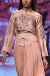 Shop_Shruti Sancheti_Peach Embroidered Silk Skirt Set_Online_at_Aza_Fashions