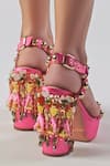Shop_Papa Don't Preach Accessories_Pink Beads, Tassels Open Toe Block Heels_at_Aza_Fashions
