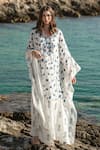 Buy Shruti Sancheti White Silk Mulmul 100% Cotton Floral Print, Thread, Bead And Crochet Lace Kaftan at Aza Fashions Buy_Shruti Sancheti_White Silk Mulmul 100% Cotton Floral Print, Thread, Bead And Crochet Lace Kaftan _at_Aza_Fashions