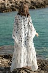 Shop Shruti Sancheti White Silk Mulmul 100% Cotton Floral Print, Thread, Bead And Crochet Lace Kaftan at Aza Fashions Shop_Shruti Sancheti_White Silk Mulmul 100% Cotton Floral Print, Thread, Bead And Crochet Lace Kaftan _at_Aza_Fashions