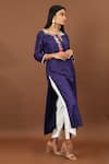 Buy_Kasturi Tikmani_Purple Pure Dupion Silk Embroidery Bead And Thread Round Kurta  _at_Aza_Fashions