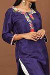 Shop_Kasturi Tikmani_Purple Pure Dupion Silk Embroidery Bead And Thread Round Kurta  _at_Aza_Fashions