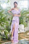 Buy_Kamaali Couture_Purple Net Embellished Pearl One High Slit Structured Peplum Gown  _at_Aza_Fashions