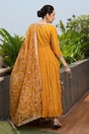 Shop_PUNIT BALANA_Yellow Anarkali Silk Chanderi Embroidery Scoop Neck Gota Set _at_Aza_Fashions