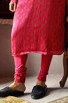 Shop_Punit Balana_Red Satin Silk Printed Kurta Set _at_Aza_Fashions