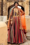 Buy_Swati Vijaivargie_Multi Color Chanderi Silk Printed Anarkali Set_at_Aza_Fashions