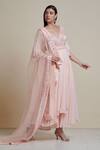Shop_Parul | Vivek_Pink Dupatta- Organza, Kurta- Georgette, Lining- Shantoon, Embellished And Set _at_Aza_Fashions