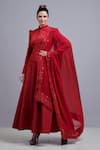 Buy_Parul | Vivek_Red Anarkali And Dupatta- Georgette, Lining- Shantoon, Pant- Embellished Set _at_Aza_Fashions