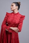 Parul | Vivek_Red Anarkali And Dupatta- Georgette, Lining- Shantoon, Pant- Embellished Set _Online_at_Aza_Fashions