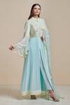 Shop_Parul | Vivek_Blue Anarkali- Georgette And Crepe, Dupatta- Organza, Lining- Embellished Set _at_Aza_Fashions