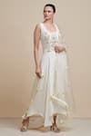 Buy_Parul | Vivek_Off White Anarkali- Crepe, Dupatta- Organza, Lining- Shantoon, Embellished Set _at_Aza_Fashions