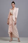 Buy_Parul | Vivek_Pink Jacket- Moss Crepe Embroidery Lapel Embellished And Skirt Set  _at_Aza_Fashions