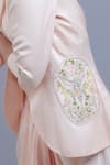 Parul | Vivek_Pink Jacket- Moss Crepe Embroidery Lapel Embellished And Skirt Set  _Online_at_Aza_Fashions