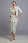 Buy_Parul | Vivek_Green Dhoti And Crop Top- Crepe, Jacket- Moss Crepe, Embellished & Skirt Set _at_Aza_Fashions