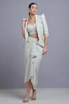 Shop_Parul | Vivek_Green Dhoti And Crop Top- Crepe, Jacket- Moss Crepe, Embellished & Skirt Set _at_Aza_Fashions