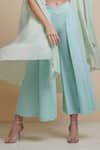 Buy_Parul | Vivek_Blue Georgette And Moss Crepe Embellished Cape & Pant Set _Online_at_Aza_Fashions