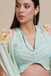 Shop_Parul | Vivek_Blue Georgette And Moss Crepe Embellished Cape & Pant Set _Online_at_Aza_Fashions