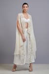Buy_Parul | Vivek_Off White Georgette And Moss Crepe Sweetheart Neck Embellished Cape & Pant Set _at_Aza_Fashions