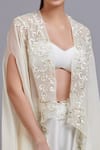 Shop_Parul | Vivek_Off White Georgette And Moss Crepe Sweetheart Neck Embellished Cape & Pant Set _Online_at_Aza_Fashions