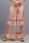 Buy_Parul | Vivek_Pink Crepe And Silk Organza Asymmetric Printed Top & Pant Set _Online_at_Aza_Fashions