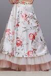 Shop_Parul | Vivek_Off White Dutchess Satin And Tulle V Neck Floral Print Crop Top & Skirt Set _Online_at_Aza_Fashions