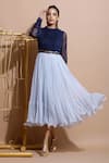 Buy_Pallavi Jaipur_Blue Chiffon Tiered Midi Skirt _at_Aza_Fashions