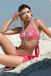 Buy_Pallavi Jaipur_Pink Stretch Satin Embroidery V Neck Bikini Set  _Online_at_Aza_Fashions