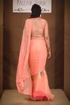 Shop_Pallavi Jaipur_Peach Saree Chiffon And Blouse Raw Silk Lining Embroidered Ruffle With_at_Aza_Fashions