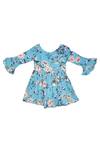 Buy_PWN_Blue Floral Print Dress For Girls_at_Aza_Fashions